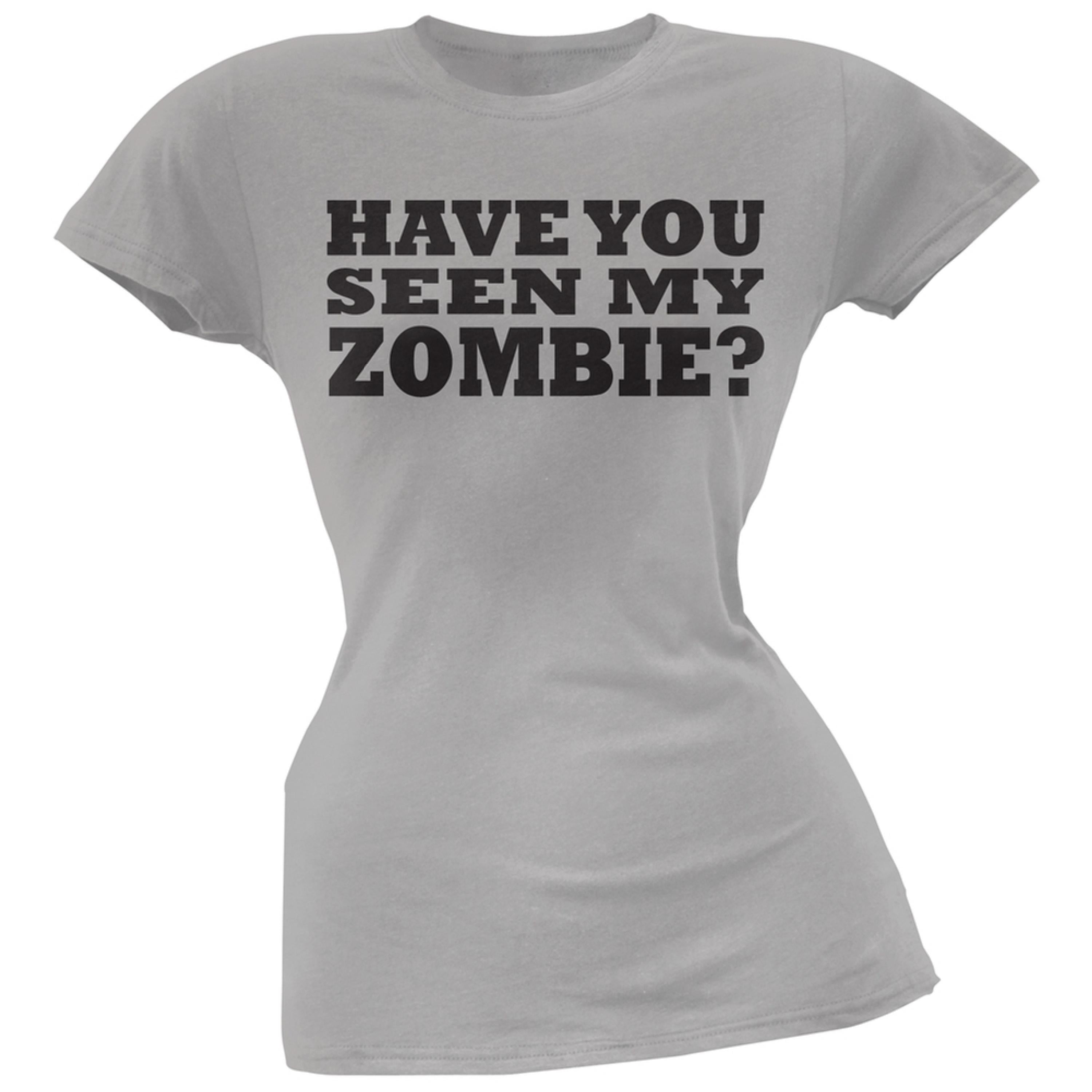 Have You Seen My Zombie Flip Up Grey Juniors T-Shirt - Small