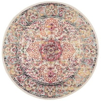 SAFAVIEH Madison Jefferson Geometric Area Rug, Ivory/Red, 6'7" x 6'7" Round