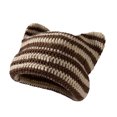 thumbnail image 1 of Qarigey Manténgase a la moda y cálido gorro tejido con orejas de gato para invierno, gorro tejido con orejas de gato, gorros tejidos Sombreros café marrón, 1 of 6