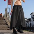 thumbnail image 2 of Afdoent Pants For Men Solid Color Irregular Wide Leg Trouser Skirt Breathable, 2 of 4