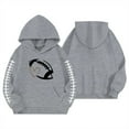 thumbnail image 3 of SonxaHe Little Girl's Hooded Sweatshirt Long Sleeve Baseball Print Fashion Loose Casual Warm Hoodie Gray,Sized 5-6, 3 of 3
