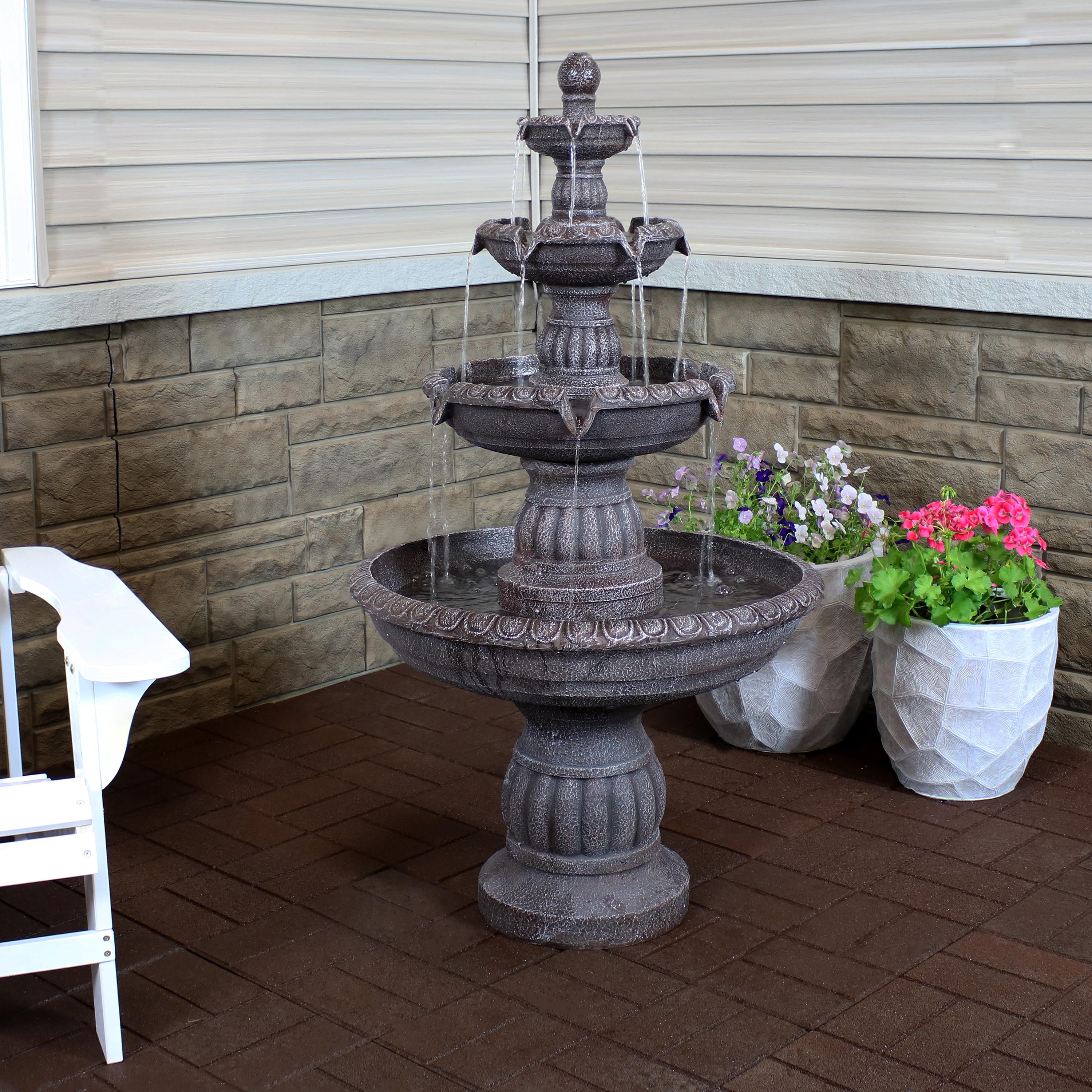 Sunnydaze Mediterranean Outdoor Water Fountain Large 4 Tiered