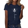 thumbnail image 2 of Wangmeiwg Women's Floral Print Round Neck T Shirt | Casual Short Sleeve Tee | Comfortable & Stylish Phrasing Shirt, 2 of 5