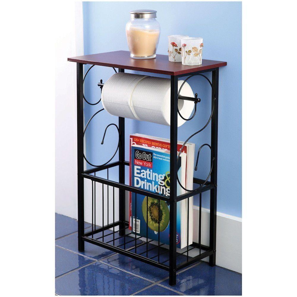 Bathroom Storage Table Stand Shelf with Dual Toilet Paper Dispenser and