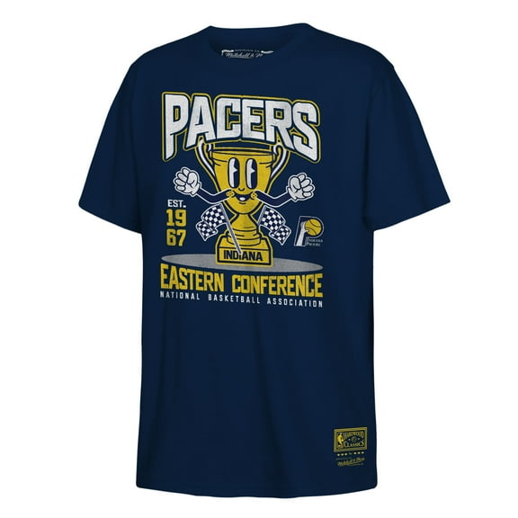 Youth Mitchell & Ness Navy Indiana Pacers Retro Mascot Script T-Shirt