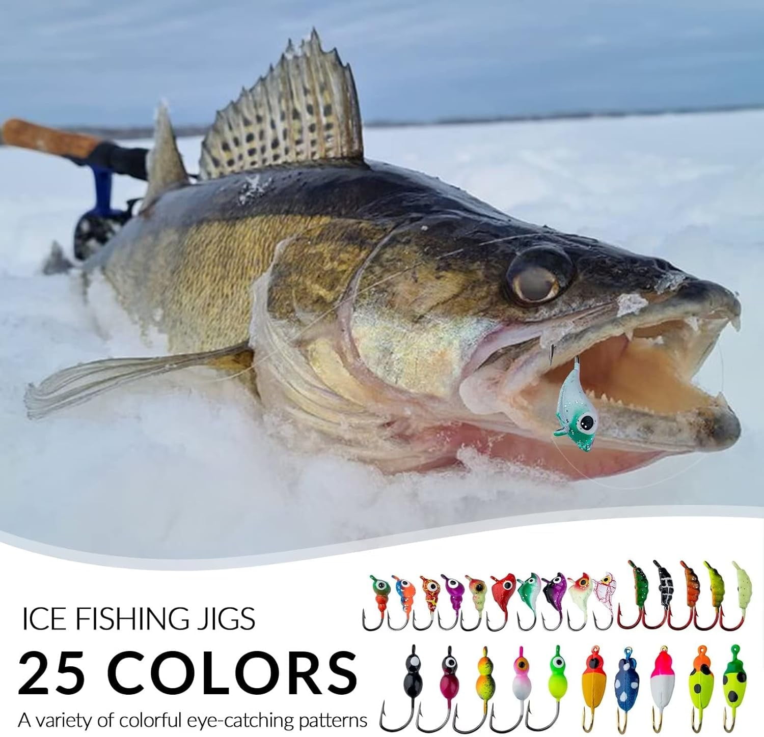 THKFISH Ice Fishing Jigs Kit Ice Fishing Lures for Walleye Perch Jigs Heads for Ice Fishing Tackle Panfish Crappie Jigs 50PCS/31PCS