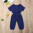thumbnail image 2 of Sylvamorning Infant Baby Romper Solid Color Short Sleeve Elastic Waist Jumpsuit, 2 of 6
