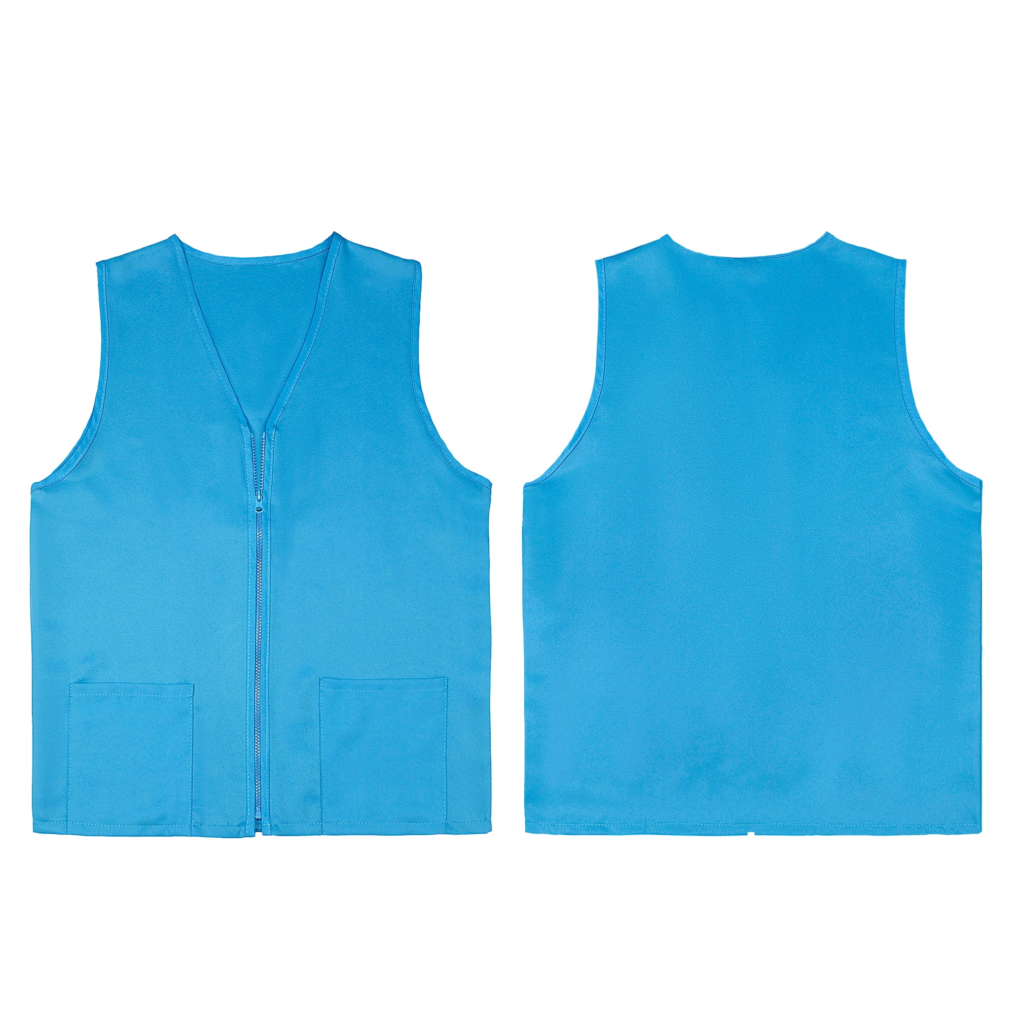 TOPTIE 5 Pack Volunteer Vest Waiter Bartender Work Uniform, Supermarket Clerk Workwear-Light Blue-M