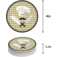 thumbnail image 1 of FMSHPON Kitchen Themed Chef Hat Lattice Set of 8 Round Coaster for Drinks, Absorbent Ceramic Stone Coasters Cup Mat with Cork Base for Home Kitchen Room Coffee Table Bar Decor, 1 of 6