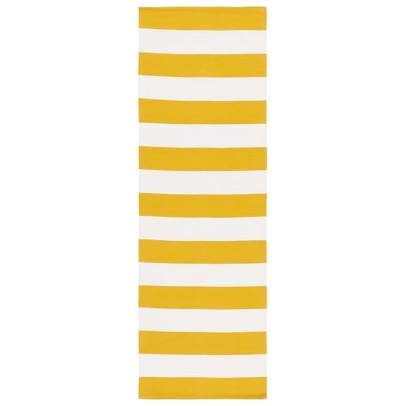 SAFAVIEH Montauk Saranna Geometric Cotton Runner Rug, Yellow/Ivory, 2'3" x 5'