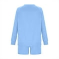thumbnail image 5 of Enjoytime Comfy Sets for Women Clothing Patchwork Long Sleeve Round Neck Sweatshirts Shorts 2 Piece Outfits Fall Fashion Travel Sweatsuits Light Blue XL, 5 of 6