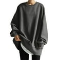thumbnail image 2 of Gray Womens Fall Tops Womens Oversized Sweatshirts Long Sleeve Crewneck Loose Fit Casual Solid Pullover Tops Sweaters for Women, 2 of 6