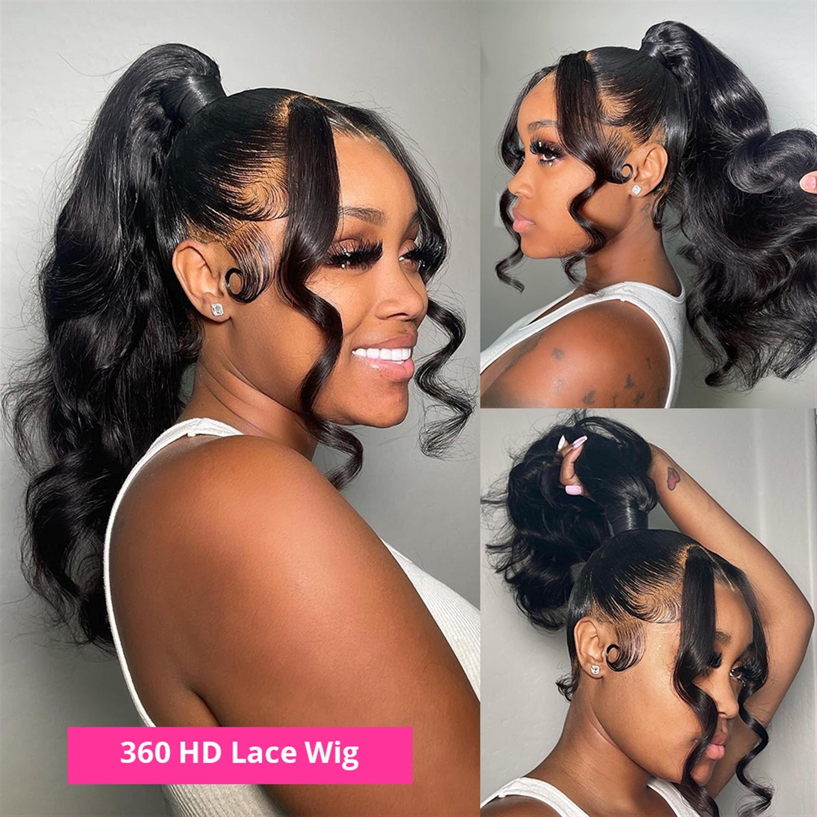 Body Wave Lace Wig Human Hair Wig Pre Plucked HD Lace Frontal Wig Brazilian Hair Wigs with Baby Hair Long Wave Curly Lace Closure Wig for Women