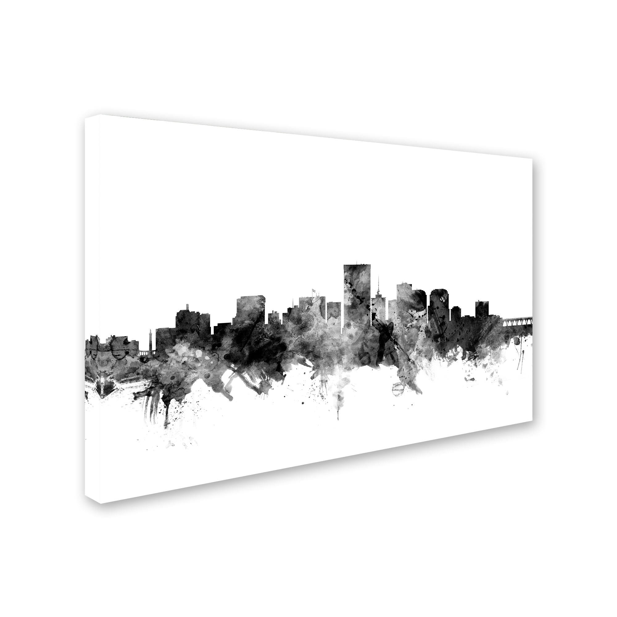 Trademark Fine Art "Richmond Virginia Skyline B&W" Canvas Art by Michael Tompsett
