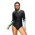 thumbnail image 4 of ABPHQTO Traje de baño de mujer Green Sport Sculpt de manga larga con cremallera frontal Rashguard, 4 of 5