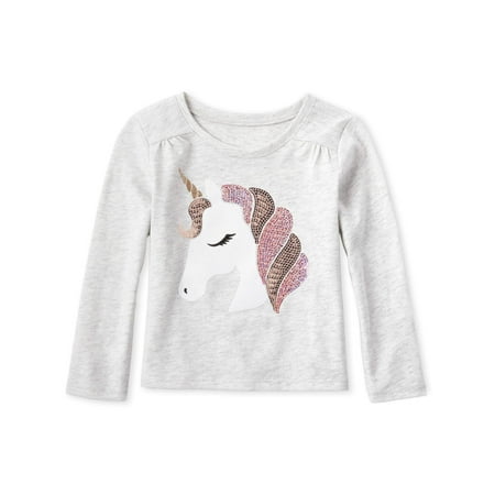 The Children's Place Long Sleeve Graphic Sequin Unicorn Yoke Tee (Baby Girls & Toddler (Best Place To Shop For Toddler Clothes)