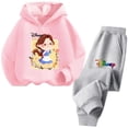 thumbnail image 2 of Conjunto de sudadera con capucha con estampado de Disney Belle para niñas de 3 a 14 años, sudadera informal de calle kawaii para niños, traje de camión para niños, 2 of 5