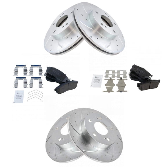 TRQ Front and Rear Performance Brake Pad & Rotor Kit Brake Pads Brake Rotors Set Ceramic Premium G-Coated Fits Select 1996-1999 INFINITI I30 1994-1999 Nissan Maxima