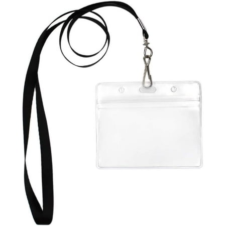 30pcs swivel lanyards holders badge hook neck flat tags card name aimee horizontal clear plastic