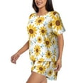 thumbnail image 2 of "Wukai Sunflowers Women's Pajama Set - Short-Sleeve Top and Shorts with Elastic Waistband and Pockets for Loungewear, Yoga, and Casual Wear-3X-Large, 2 of 8