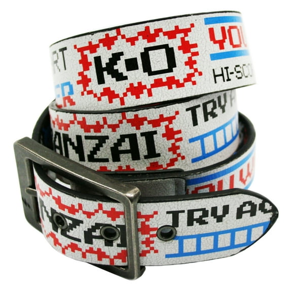 Game Over Leather Belt [Cracked White]