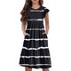 thumbnail image 3 of Girls Summer Sundress Casual Striped Midi Dress with Pockets Short Sleeve A-Line Summer Dress for Everyday Wear ,Sie:90, 3 of 9