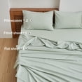 thumbnail image 4 of Simple&Opulence Linen Sheet Set-Linen Cotton Blend Bedding set-4 Pieces(1 Flat Sheet,1 Fitted Sheet&2Pillowcase)-Soild Color Collection,Soft & Cozy,Cooling Bedding- King Size, Mint Green, 4 of 9