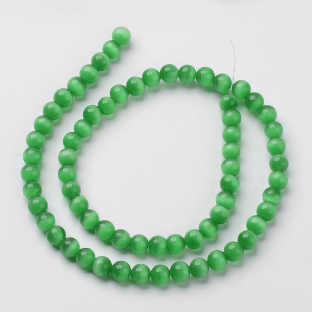 10Strand Cat Eye Beads Round Green 6mm Hole: 1mm about 66pcs/strand 14.5 inch/strand