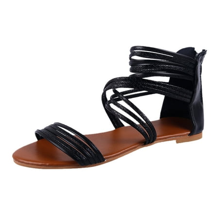 

Follure Girl women s casual shoes Fashion Women s Serpentine Summer Zipper Beach Open Toe Breathable Sandals Shoes Black 41