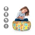 thumbnail image 2 of Colorful Storage Toy Bag Chair, Animals Theme Abstract Colorful Hand Drawn Cats Image Letter of Alphabet, Stuffed Animal Organizer Washable Bag, Small Size, Multicolor, by Ambesonne, 2 of 3