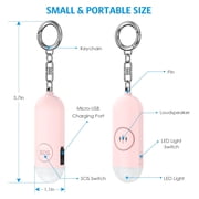 Personal Alarm for Women, 130dB Loud Safety Alarm with LED Flashlight Rechargeable Safety Alarm Keychain for Women, Kids, Students, Girls, Elderly, Pink