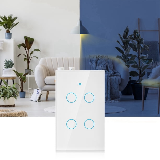 Pantalla Táctil WiFi, Círculo Para Interruptor Inteligente De 4 Vías Grupo De Interruptor único 4 Vías CA 95-250 V