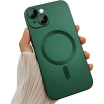 Magnetic Case for iPhone 15 Phone Case for Women Men, Cute Matte Luxury Soft Metallic Luster Design with Camera Lens Protector, Compatible with Magsafe Case for iPhone 15 6.1" -Green