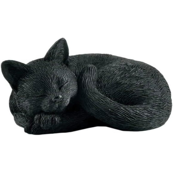 JFSM Inc. Figurine Peinte à la Main de Chat Noir Enroulé 3 Pouces - Cadeaux pour les Amoureux des Chats, Cadeaux pour Femmes, Cadeaux pour Hommes, Décoration pour Amoureux des Chats, Décoration Maison pour Amoureux des Chats