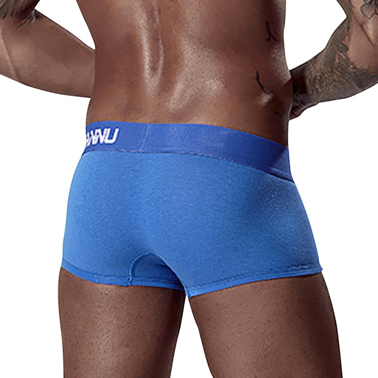 KaLI_store Mens Boxer Briefs Men's Cotton Stretch Underwear Support Briefs  Wide Waistband Multipack Blue,XL