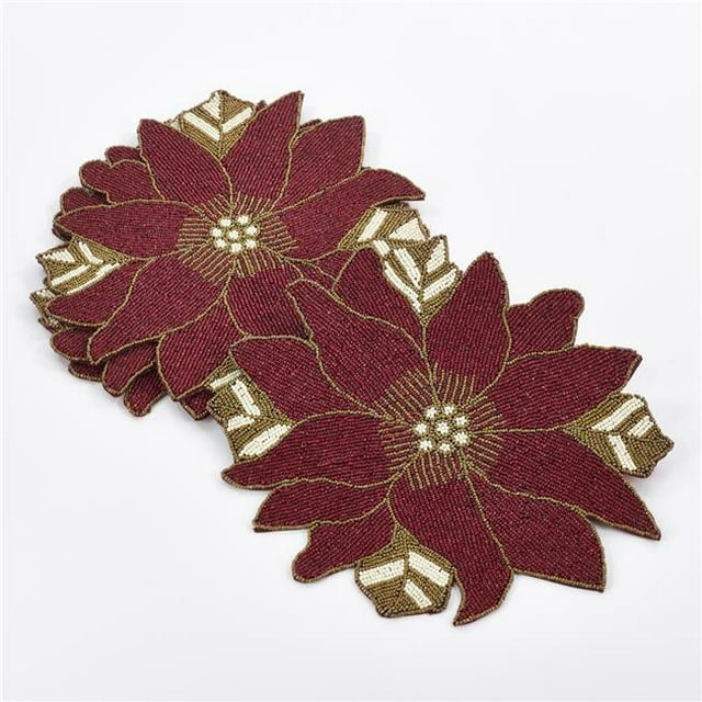Saro Lifestyle 5823.R1535 15 x 35 Po de Fond en Poinsettia Perlé&44; Rouge