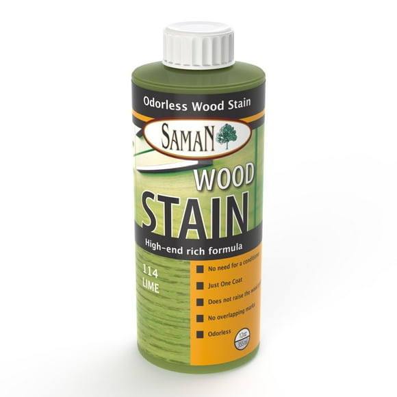 SamaN Interior Water Based Wood Stain - Natural Stain for Furniture, Moldings, Wood Paneling, Cabinets (Lime TEW-114-12, 12 oz)