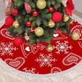 thumbnail image 4 of Tnobhg 90CM Christmas Tree Skirt Fringed Santa Claus Snowflake Tree Stocking Gift Box Print Lace-up Holiday Indoor Decoration Round Xmas Tree Cover Mat Party Supplies, 4 of 8
