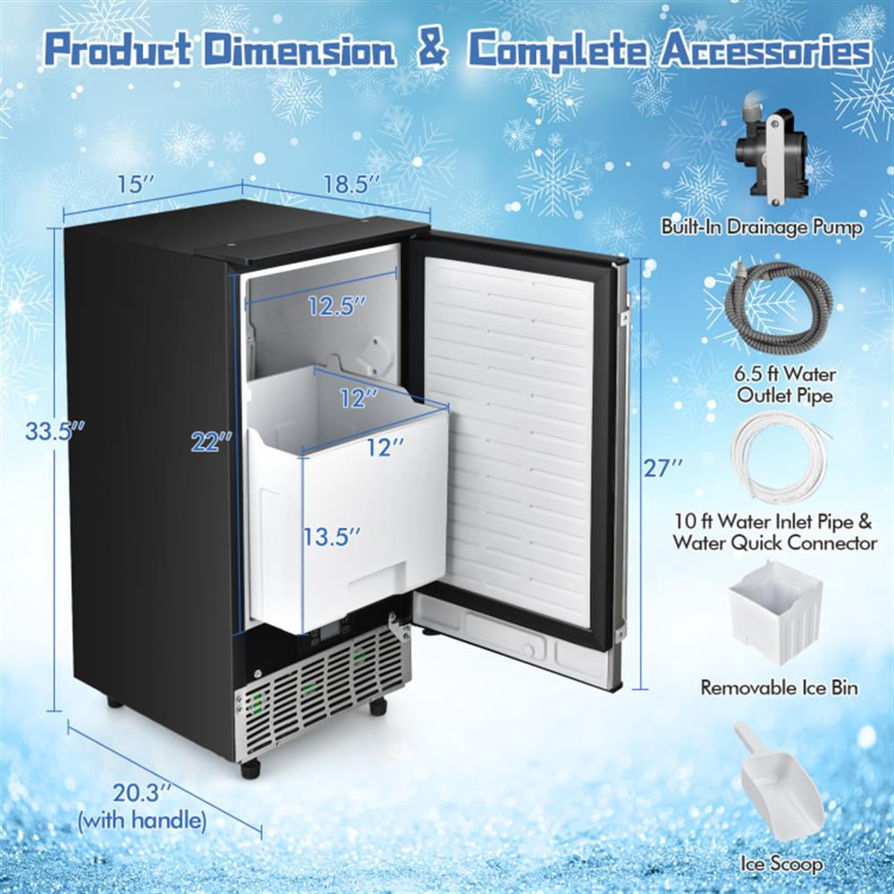 YYAo Ice Maker, Kitchen Ice Makers,Free-Standing Built-In Undercounter Ice Maker-Silver