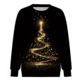 thumbnail image 4 of TTUHYWXI Womens Green Red Christmas Sweatshirts Xmas Tree Snowflake Printed Long Sleeve Pullover (Gold, XXL), 4 of 6