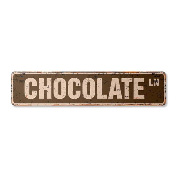 CHOCOLATE Vintage Aluminum Street Sign sweet valentines love dark white rustic metal tin | Indoor/Outdoor |  24" Wide