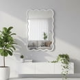 thumbnail image 6 of Noble House 20"x30" Wavy Rectangle Wall Mirror, Solid Wood Decorative Vanity Mirror, White, 6 of 10