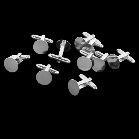 10PCS (5 Pares) Gemelos De Cobre Para Hombre Gemelos Espacios En Para Pastillas De Pegamento De 15 Mm Plata