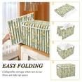 thumbnail image 2 of Yayeee Collapsible Cube Storage Bin with Lid Fabric Closet Decorative Basket with Handles, Green Stripe Flowers, 2 of 7