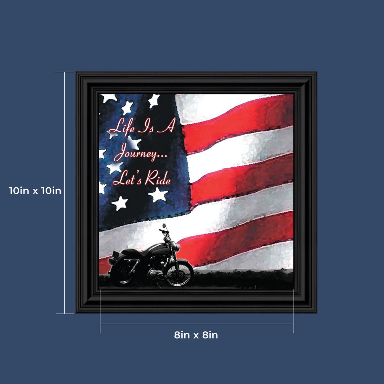 Harley Davidson Gifts for Men and Women, Patriotic Harley Accessories, Harley Davidson Wedding Gifts, American Flag for Harley Riders, "Life is a Journey, Let's Ride" Unique Motorcycle Wall Décor 8551