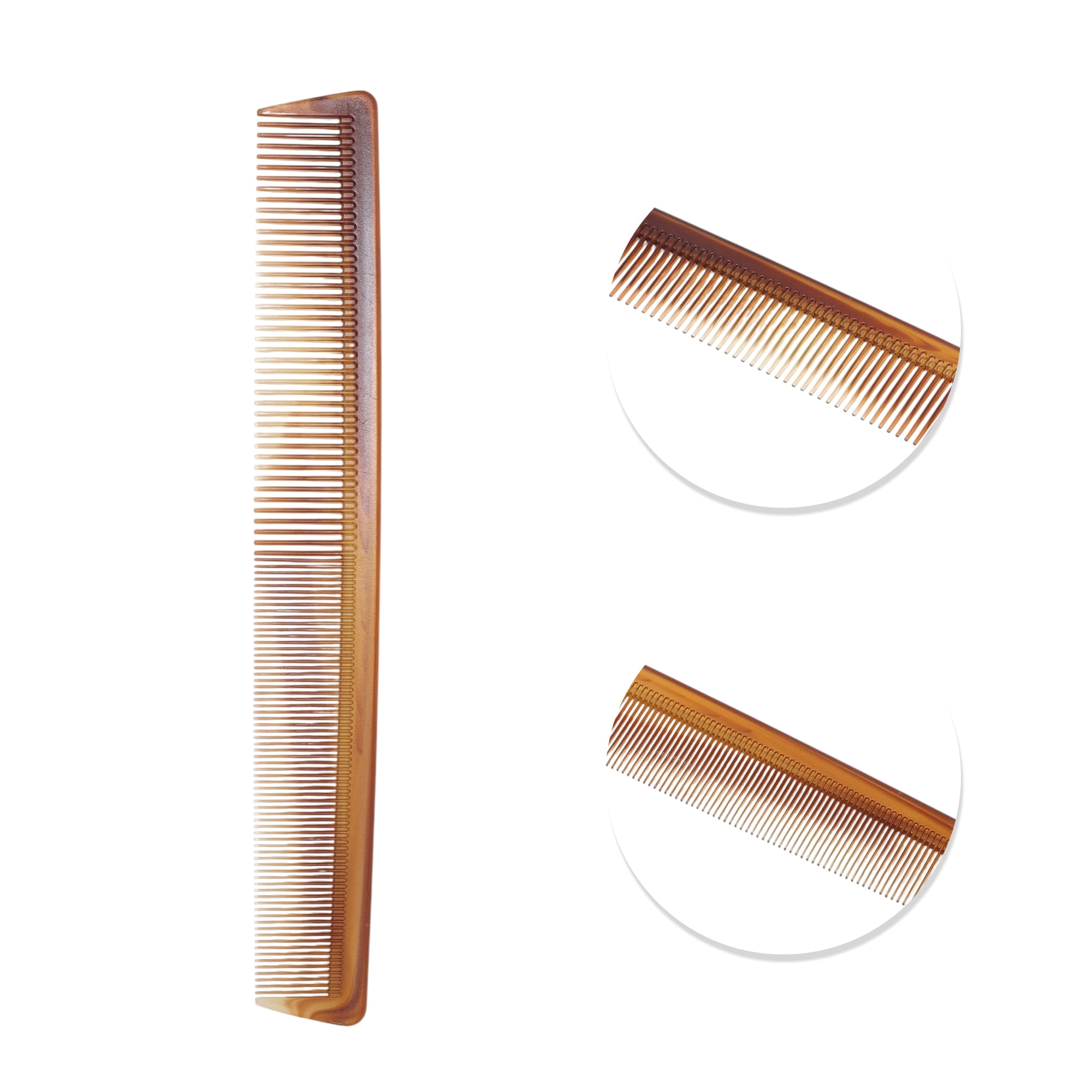 Unique Bargains One Piece Women Durable Two Color Flat Comb for Curly Hair Amber