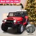 thumbnail image 3 of TOBBI 12V Kids Ride on Car, Jeep Car with Remote Control, LED Lights, Music, Horn, Bluetooth, Spring Suspension, Rocking, Red, 3 of 16