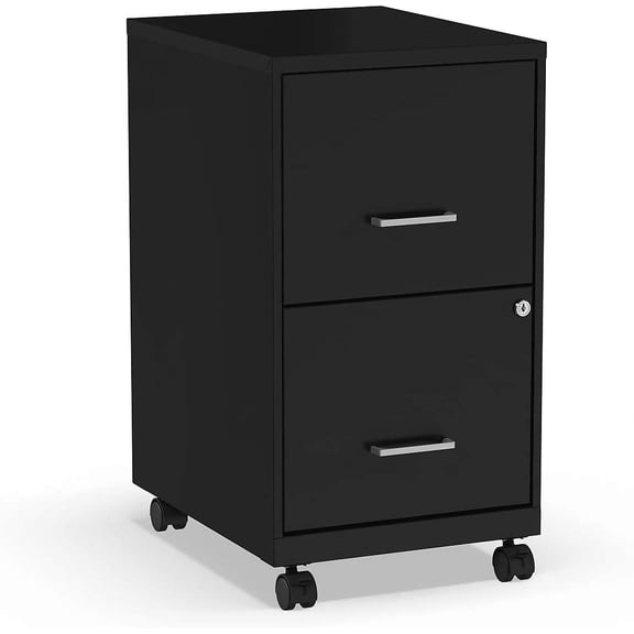 2-Drawer Vertical File Cabinet for Letter Size Documents, Lockable & Mobile, 18" D x 14" W x 26.3" H