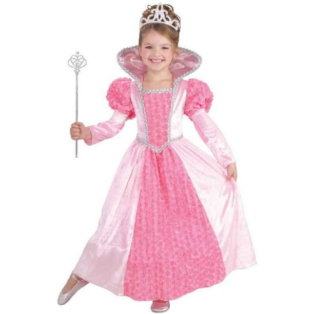 Princess Rose Medieval Maiden Pink Fancy Dress Halloween Deluxe Child ...