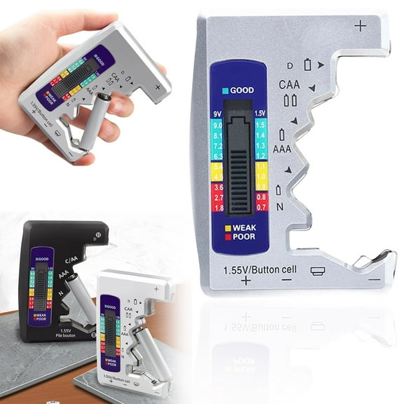 WUXIAB Ergonomic Battery Tester,Instant Power Check,Precise Voltage Detector,Space-Saving Tool,Gift For Tech Enthusiasts,Durable Battery Checker,Universal Compatibility,One-Button Tester